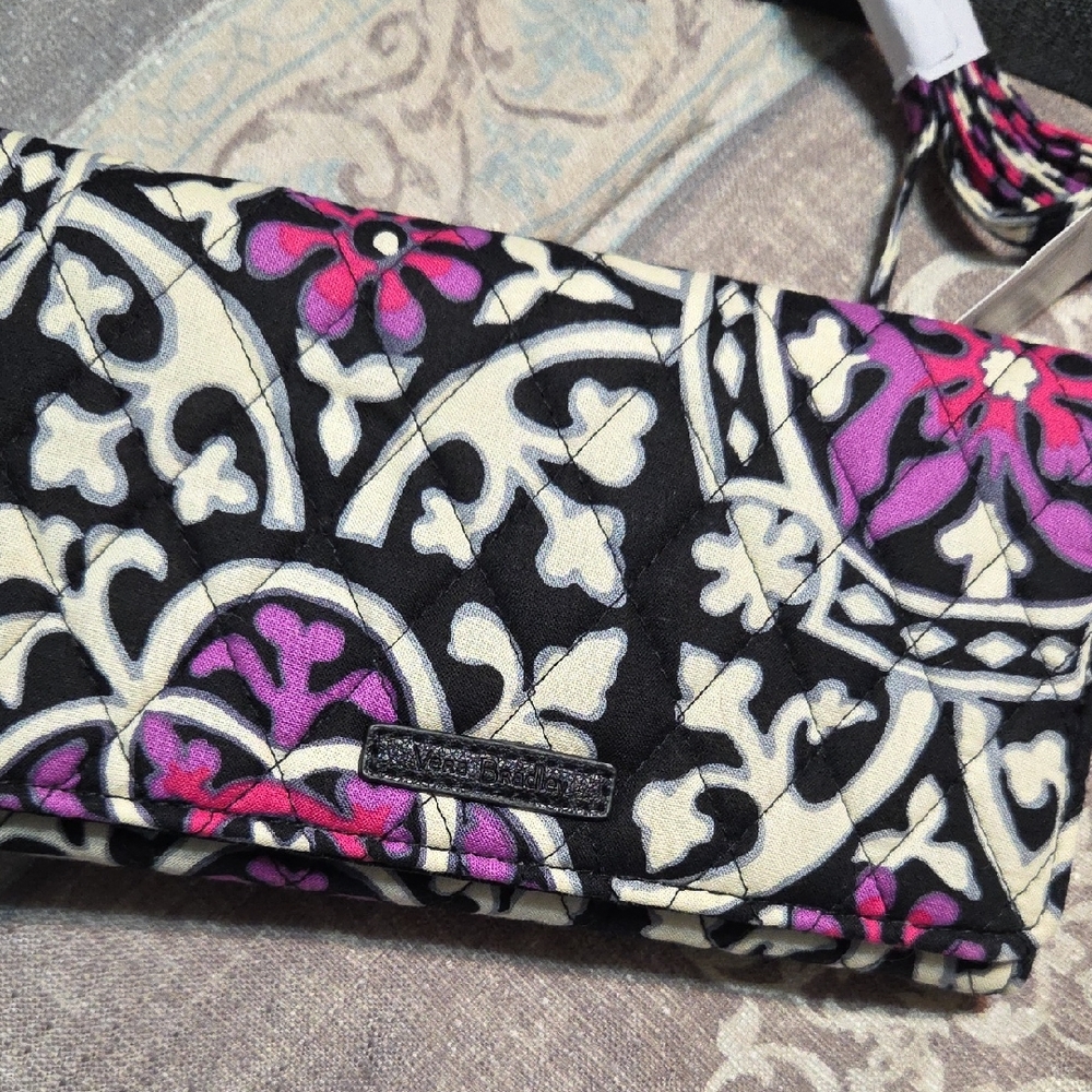 Vera Bradley Black and Pink Patterned Clutch
